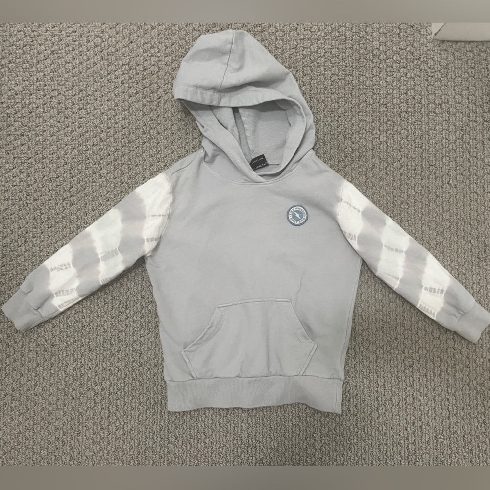 Tiny Whales Shore Break Light Gray Hoodie- 3T